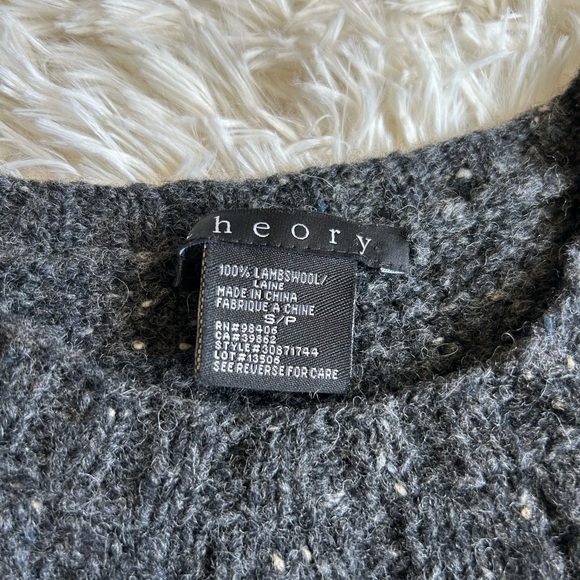 Theory Lambswool chunky cable knit gray crewneck sweater size small - Picture 6 of 7